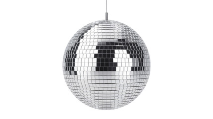 Shining disco ball hanging in darkness