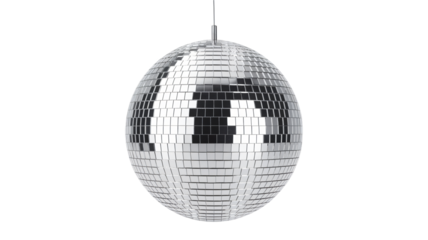 Shining disco ball hanging in darkness