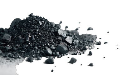Pile of dark, granular material scattered with small fragments