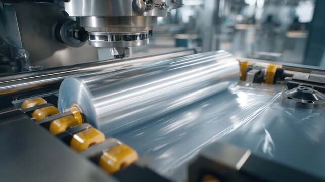 Close medium view of shrink wrapping technology in action focusing on the consistent sealing process of books using smooth clear wrapping film.