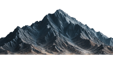 Jagged, snow-dusted mountain peaks with rocky slopes against a black background