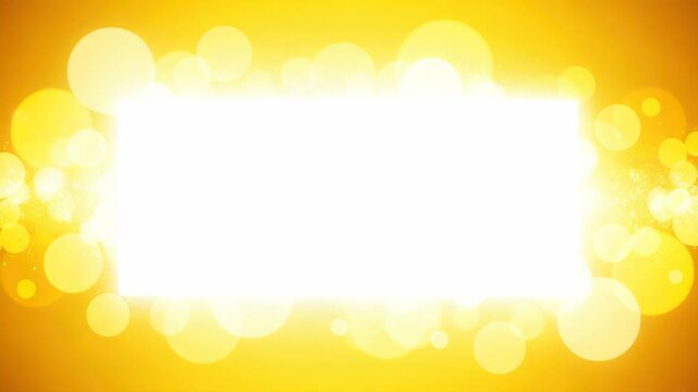 Vibrant yellow background with white rectangle and bokeh lights effect for design