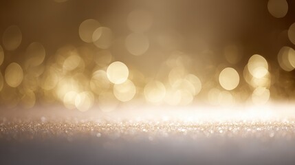Christmas background with warm golden bokeh lights and cozy year-end atmosphere, clean space for creative design