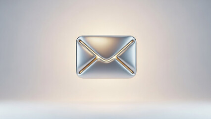 Modern silver envelope icon with golden accents on light background