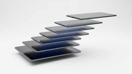 Stunning 3D illustration of stacked smartphones in modern design