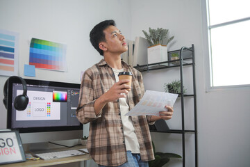 Rainbow Colored Pencils and Wood Shavings Frame Bright Blue Background
