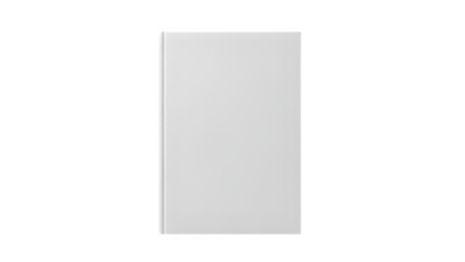 White blank hardcover book mockup isolated on white background, top view 3D illustration