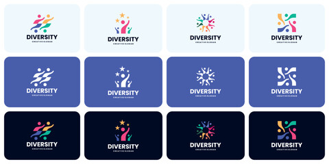 Colorful Human Community Diversity Symbol Logo Collection for Unity and Social Team Vector Design