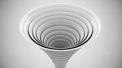 Stunning white funnel with concentric circles on gray background