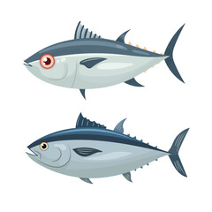 Naklejka premium Tuna fish. Flat vector clipart, illustration with isolated background.