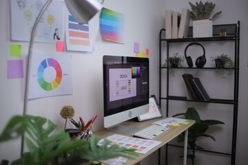 Modern Graphic Design Workspace With Computer Screen