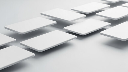 Modern white 3D rectangular tiles floating on surface