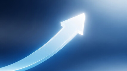 Glowing blue arrow pointing upwards, symbolizing growth and success