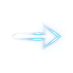 Glowing Blue Neon Arrow with Electric Light Effect on Transparent Background