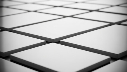 Modern white square tiles in a grid pattern with shadows