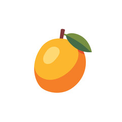 Yellow mango with leaf, fruit icon, isolated flat style vector illustration