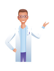 Male doctor, medical specialist cartoon avatar. Funny happy man general practitioner at work. Hospital doctor, cartoon cute healthcare worker vector illustration
