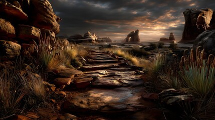 Horsetail walkway landscape