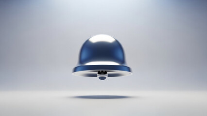Shiny metal bell with sleek design and modern aesthetic floating in air