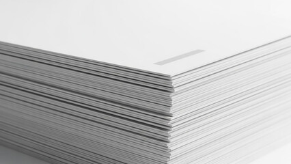 Stack of blank white paper sheets on a clean surface