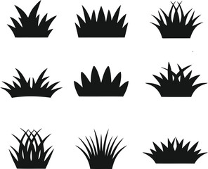 Grass Silhouette Icon Set &ndash; Natural Blade Variations for Landscape and Design