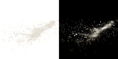Soft White Sparkle Particles Trail on Transparent Background