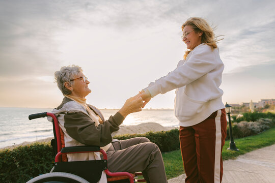 Connection and care outdoors with support and gratitude by the seaside