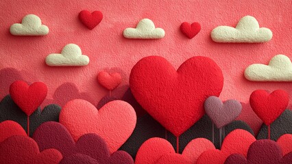 Fototapeta premium Cute Valentine’s Day Illustration with Adorable Heart Characters in Pastel Kawaii Style Playful Mood Sweet Valentine Festival Artwork Featuring Cute Heart Characters Soft Shapes and Joyful Pastel Colo