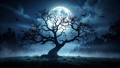 tense atmosphere on the peak of Halloween night and the falling leaves