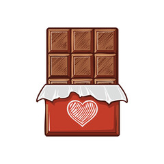 Premium Transparent Cute Chocolate Bar Heart Wrapper Love Valentine EPS High Quality Vector