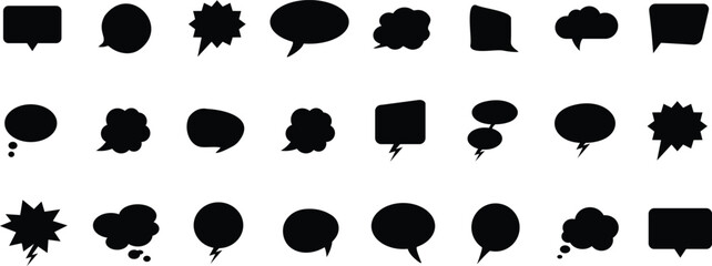 Big set of speech bubbles. Collection of black speech balloon, chat bubble or dialog boxes on white background. © Art Studio