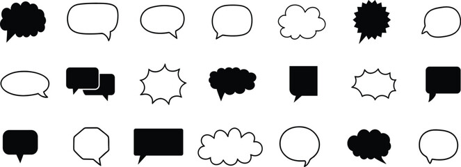 Black speech bubble collection. Set of speech bubble. Speech bubble comic. © Art Studio