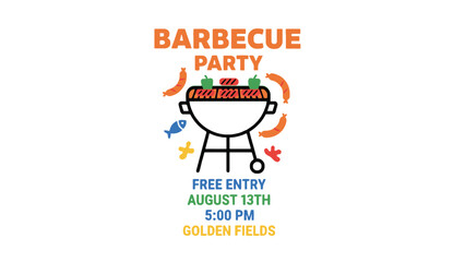Vibrant Barbecue Party Invitation with Grilled Food and Free Entry Details