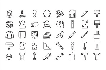 Sewing and Tailoring Tool Icons for Textile Design Apps