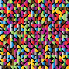 Vibrant Geometric Pattern with Colorful Circles on Transparent Background for Design