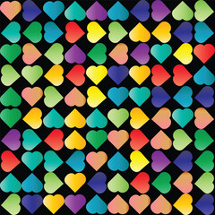 Colorful Heart Pattern Background Design with Gradient Shapes on Transparent Background