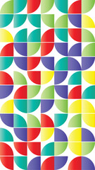 Colorful Geometric Pattern with SemiCircles and Circles in Vibrant Colors