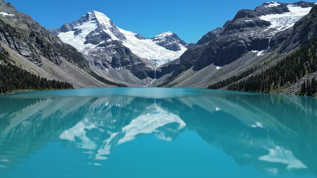 Mountain lake with snowcapped peaks
