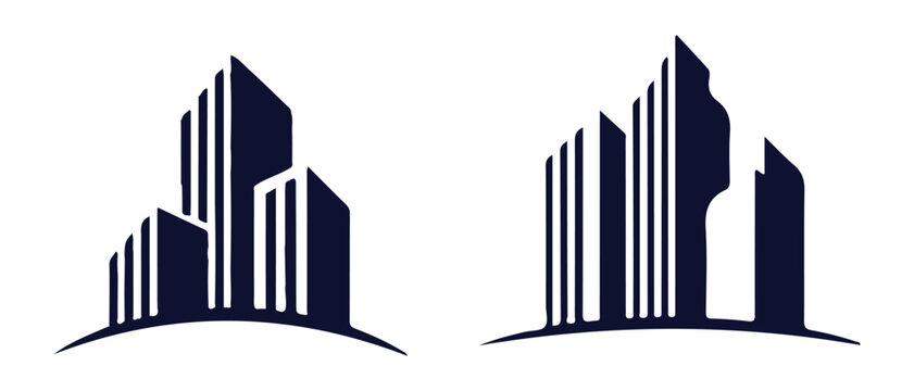 Modern city skyline vector icons abstract buildings real estate architecture urban graphic design
