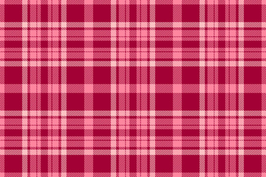 Designer seamless check tartan, king background pattern plaid. French textile vector fabric texture in red and light colors.
