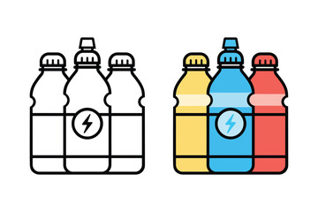 energy drink bottles pack vector icon set