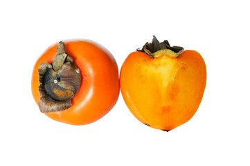 Fresh and juicy persimmon isolated on a white background.