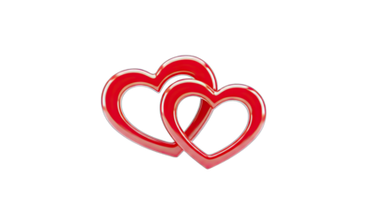 Intertwined Red Hearts on White Background