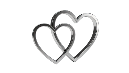Intertwined Silver Hearts on White Background