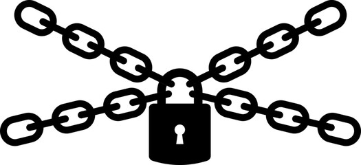 Padlock chain icon of lock and security symbols, group of flat vector illustrations, add safety, protection, secure, and privacy concept, black style