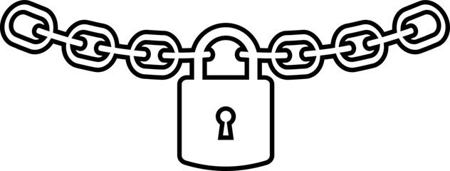 Padlock chain icon of lock and security symbols, group of line vector illustrations, add safety, protection, secure, and privacy concept, black style