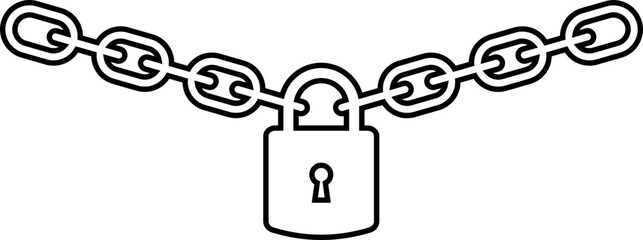 Padlock chain icon of lock and security symbols, group of line vector illustrations, add safety, protection, secure, and privacy concept, black style