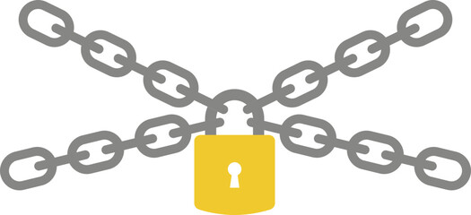 Padlock chain icon of lock and security symbols, group of flat vector illustrations, add safety, protection, secure, and privacy concept, black style