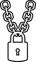 Padlock chain icon of lock and security symbols, group of line vector illustrations, add safety, protection, secure, and privacy concept, black style