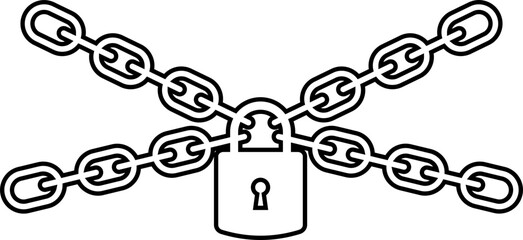 Padlock chain icon of lock and security symbols, group of line vector illustrations, add safety, protection, secure, and privacy concept, black style